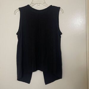 Rag & Bone Jean Black crew neck slit back knit tank top size small